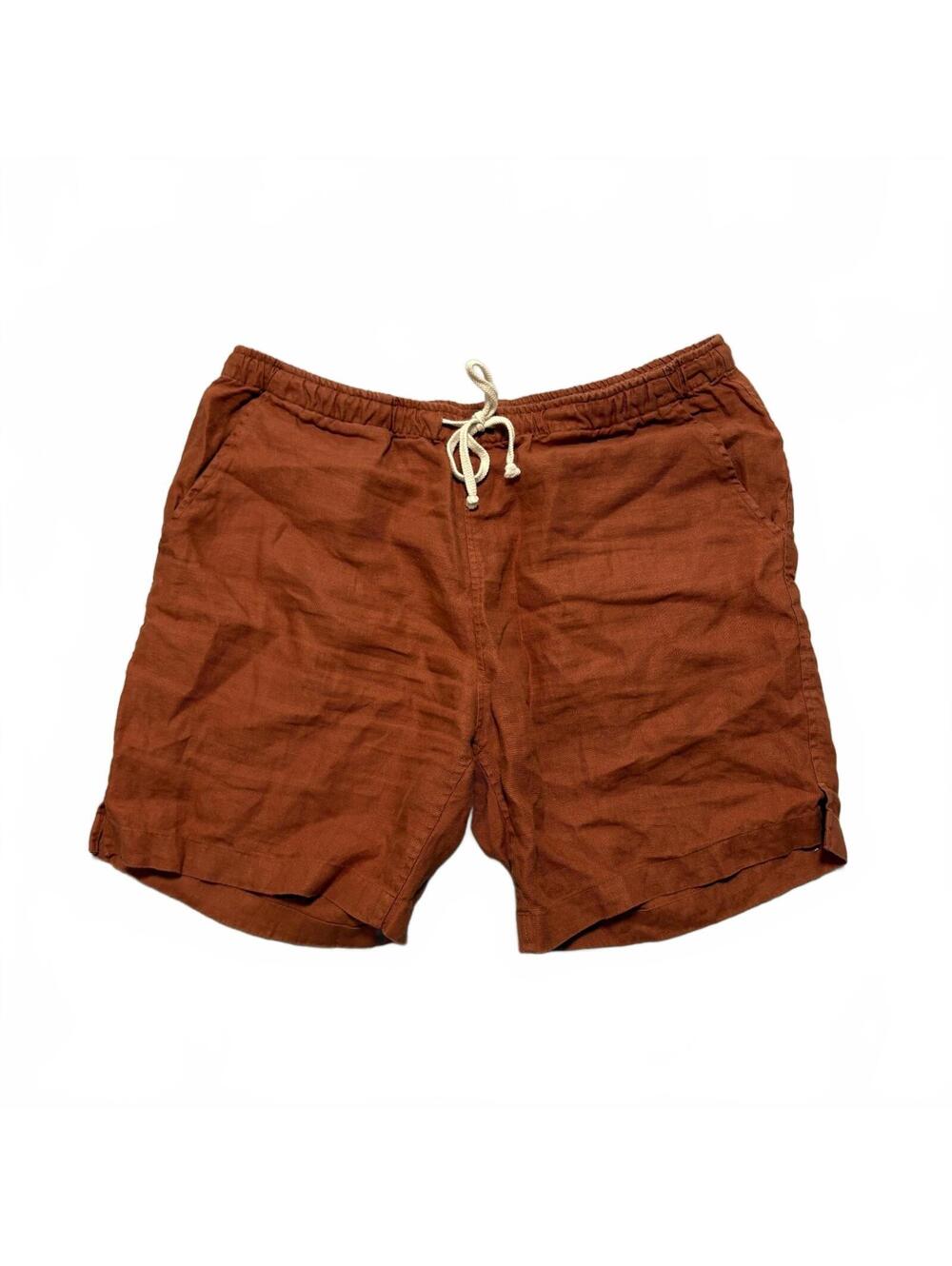 Alex Crane Men's XL Rust Linen Drawstring Shorts Casual Beach Resort